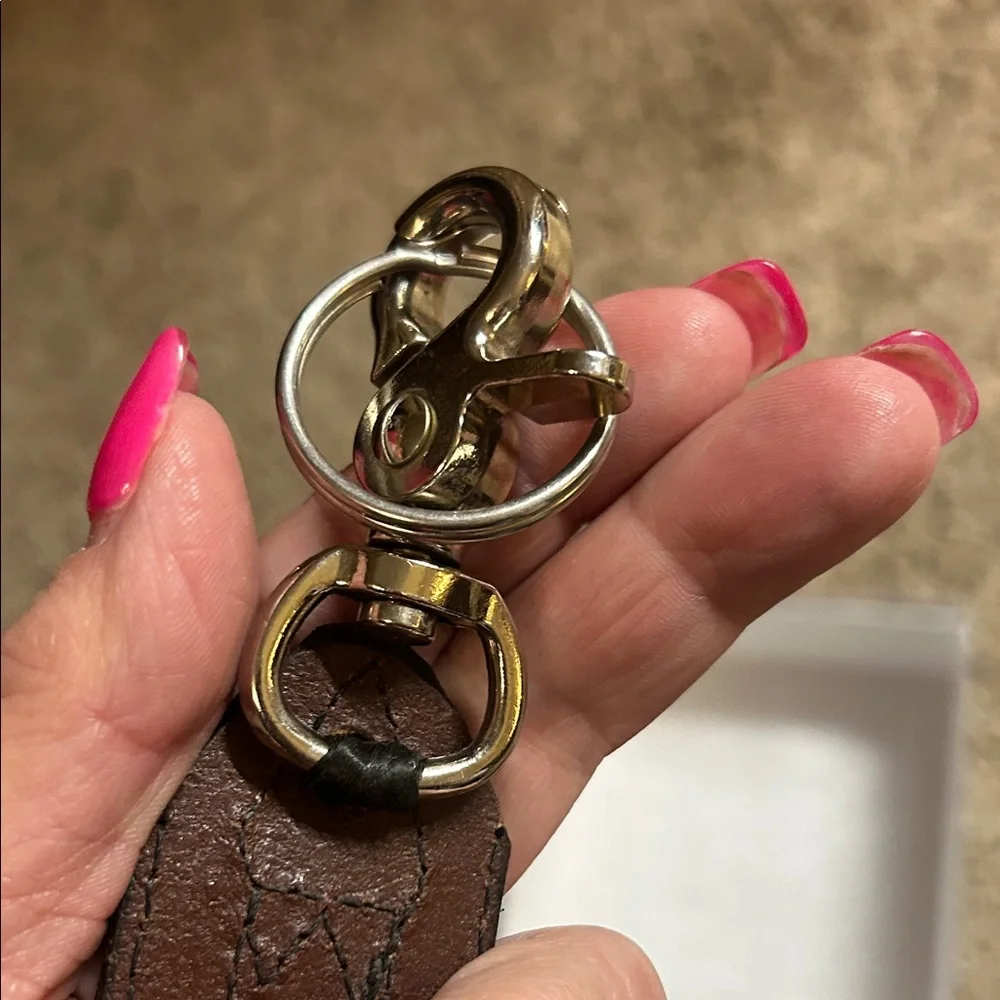 Brown and Silver Patterned Keychain